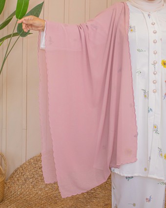 Nona Embroidery Shawl (Dusty Pink)